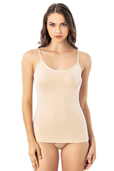 Astra Plus Women's Thin Rope Strap Pad Detail Cotton Plain Style Tank Top Skin - Skin - Astpskok-6Q34W9-Ten