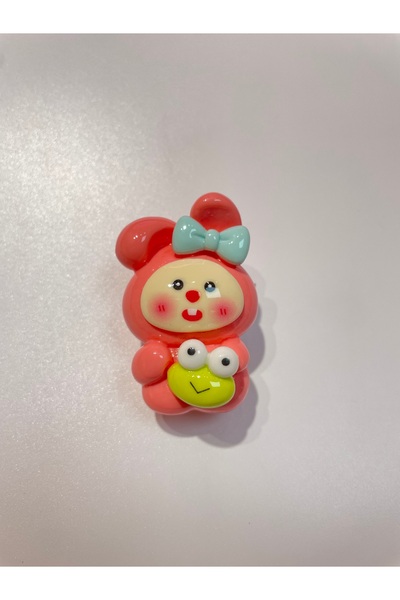 La She Accessories Porcelain rabbit object coral color latch buckle