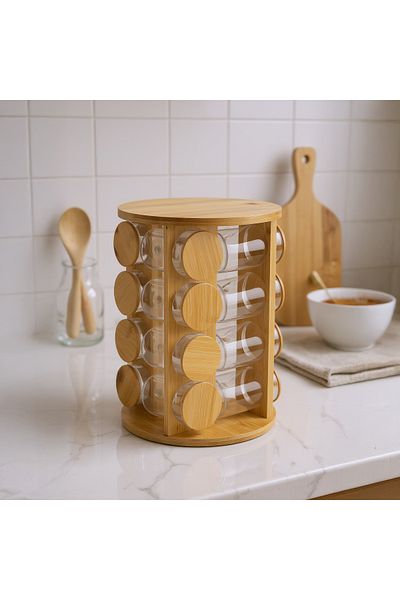 Bambum Atina 16-Piece Rotating Spice Rack Set