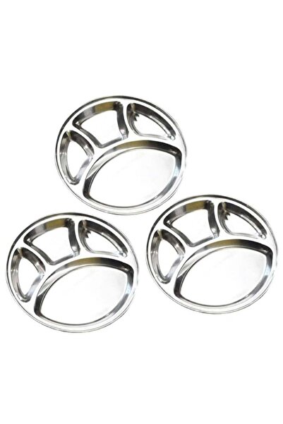 ELEGANT HOME 3 Divided Stainless Steel Trays with 4 Compartments