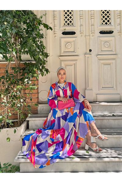 lurex moda Geometric Pattern Viscose Dress