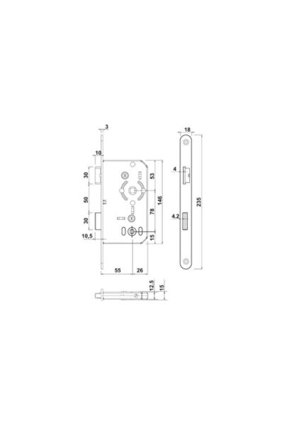 Hafele Sessiz Kilit Wc Tipi Gümüş Renkli 55MM/18MM Sağ