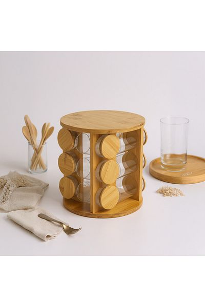 Bambum Atina 12-Piece Rotating Spice Rack Set