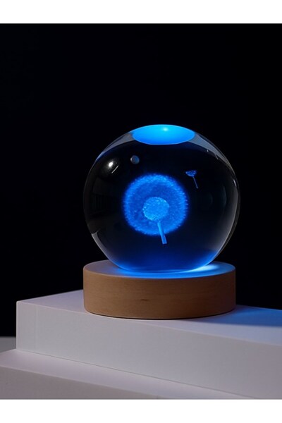 Deco Elit 3D Karahindiba Temalı Kristal Küre Led Gece Lambası – USB'li Ahşap ...