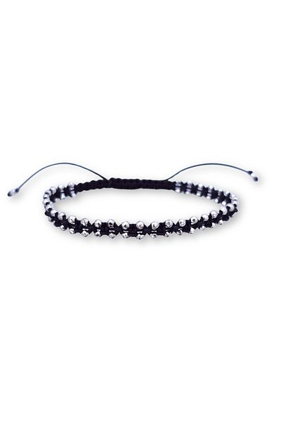 Abundo Adjustable bracelet "Silver Small Disco Ball" with hematite