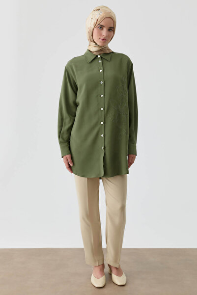 Tuğba Bol Paça Pensli Pantolon - Yeşil