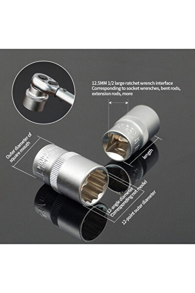 VIKTEC 1/2 Yıldız Lokma Takımı 12 Köşeli (8-9-10-11-12-13-14-15-16-17-18-19-20-21-22-24-27-30-32 mm)