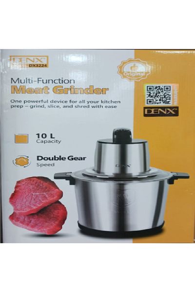 Denx Electric Meat Grinder and Food Processor with 10L Stainless Steel Bowl - New