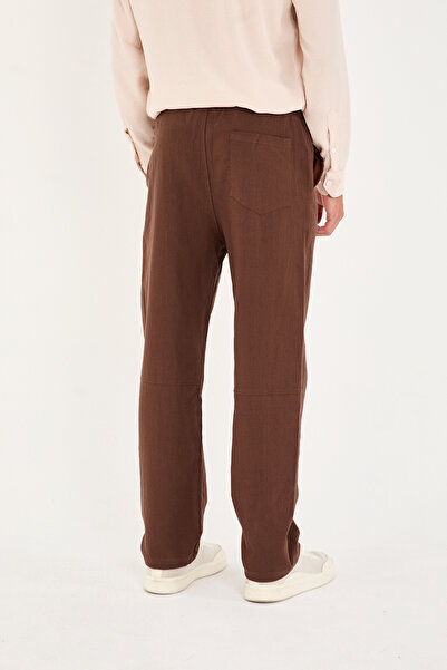 No Way Мъжки широки ленени панталони с разрез в долния край