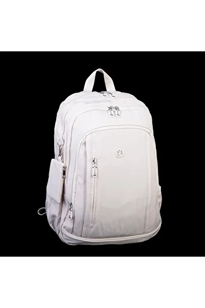 Nas Bag Unisex Large Size Lightweight Multi-Eye School Backpack (Width: 30 cm Length: 44 cm) Beige