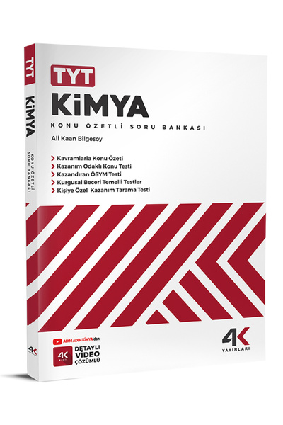 4k Yayınları 4K 2026 Tyt Kimya Konu Özetli Soru Bankası