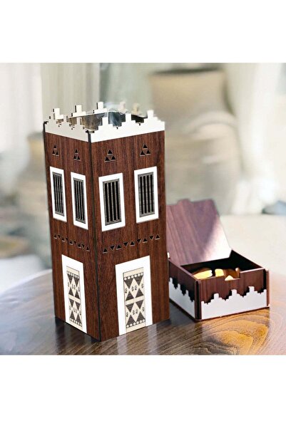 Story of candle مبخرة نجد ، مبخرة خشبية تراثية أنيقة مع صندوق بخور وحامل