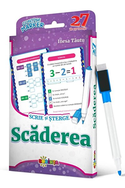 Editura Dorinta 27 de cartonase. Scrie si sterge. Scaderea