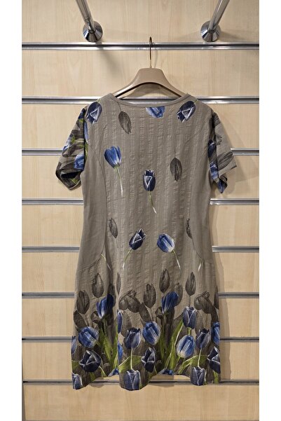 Park Moda Ιταλικό βαμβακερό κοντό φόρεμα με μοτίβο τουλίπας