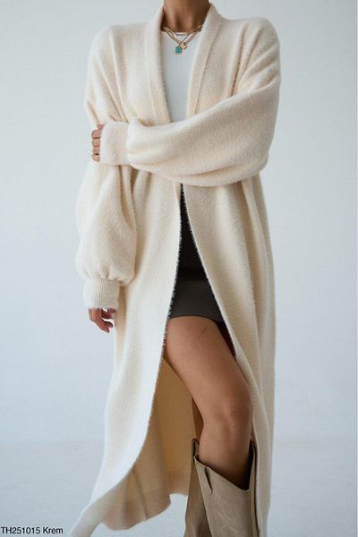 CADDELAMODA Women's Shawl Collar Bearded Long Soft Cardigan