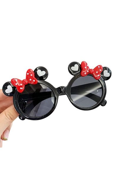 Mixbo Ochelari de Soare pentru Copii Mixbo, Marime Universala, Negri cu Fundite Rosii, Plastic