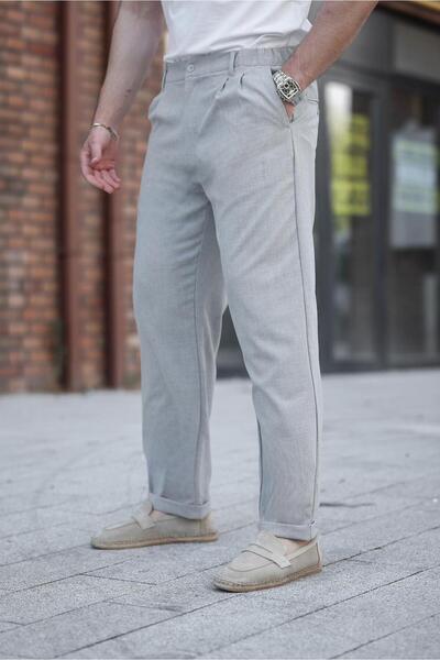 Madmext Gray Relaxed Fit Men's Fabric Trousers E6577