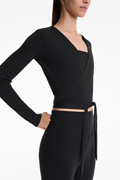 Oysho Rib cotton blend wrap top