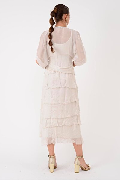 Park Moda 5015I KRUVAZE BOLERO DETAYLI KAT KAT İPEK ELBİSE