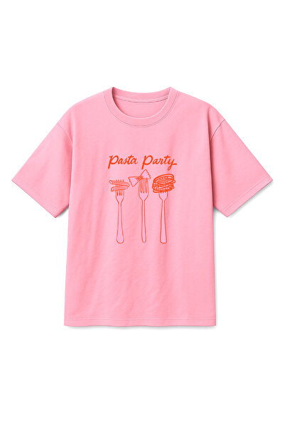 Altair Tr Oversize Pink Unisex Cake Party Pasta Printed T-Shirt T-Shirt