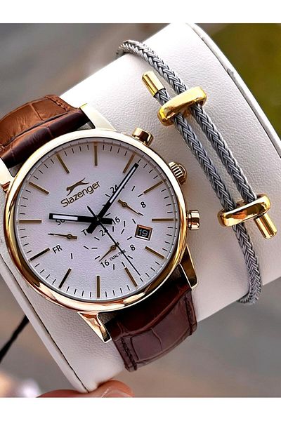 Slazenger Italian Bracelet Set with 2 Years Warranty Water Resistant Vs.Blkt.0546