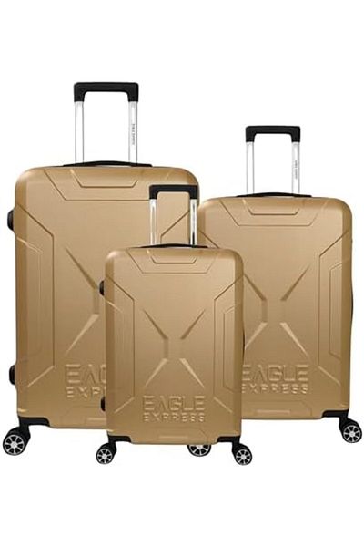 EAGLE EXPRESS Set of 3 Pieces Hard ABS Luggage with Wheels by Eagle Express, Sizes 20, 24, 28 cm, Gold Color