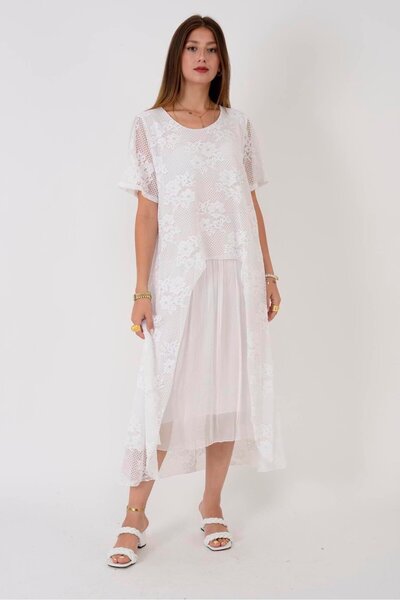 Park Moda Sn693 Silk Lining Gubure Lace Dress