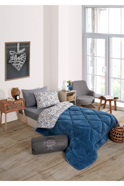 Sudemhome Single Welsoft Sleeping Set Double Sided Wellsoft Fluffy Fleece Quilt Pillow and Fitted Sheet