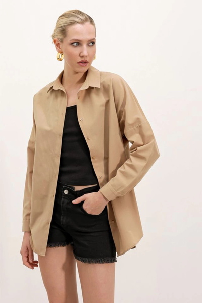 MetuCA 3900 Oversize Long Basic Shirt - Biscuit