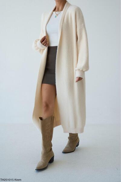 CADDELAMODA Women's Shawl Collar Bearded Long Soft Cardigan
