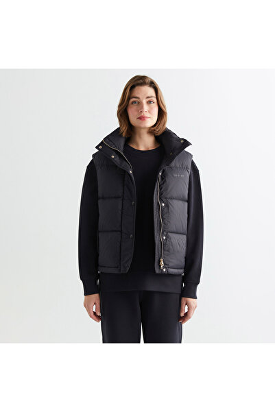 Gant Kadın Siyah Relaxed Fit Fermuarlı Logolu Yelek