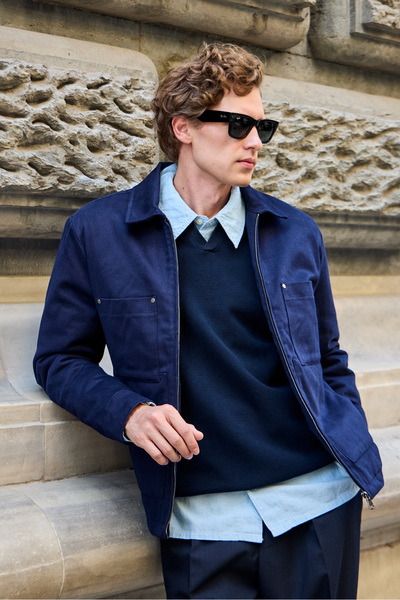 Danger Men's Cotton Coat Jacket Navy Blue
