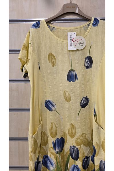 Park Moda Italian Cotton Short Dress Tulip Pattern
