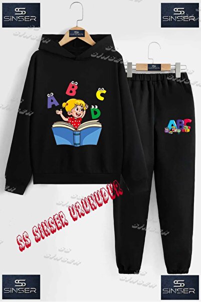 SS SİNSER Παιδικό Unisex Σετ Φούτερ με Κουκούλα με Ειδική Εκτύπωση "KIZ KİTAP...