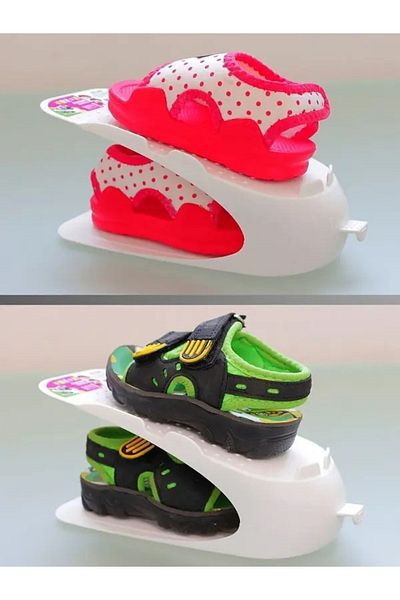 GenelTedarik White Children's Shoe Ramp Organizer Plastic 10 Pcs White