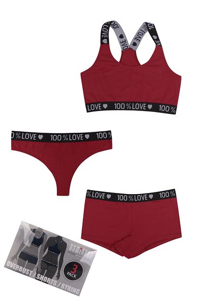 Dominant Women's Bustier-Shorts-Thong Set of 3