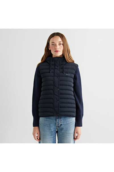 Gant Kadın Lacivert Regular Fit Kapüşonlu Kapitone Yelek