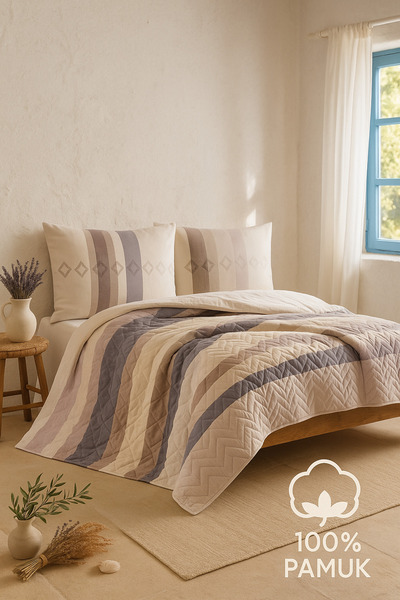 Evimcim 100% Cotton Double Ranforce Duvet Cover Set Striped Modern Pattern Luxury Box