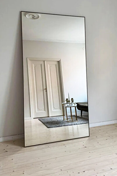 Fawdecor Modern Dikdörtgen Ahşap Çerçeveli Boy Aynası Dekoratif Büyük Boy Duv...