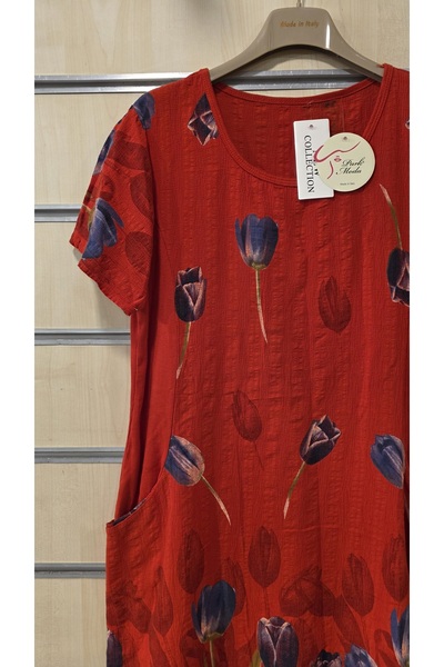 Park Moda Italian Cotton Short Dress Tulip Pattern