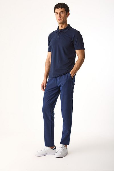 VENA Alfred Elastic Waist Thick Striped Textured Trousers