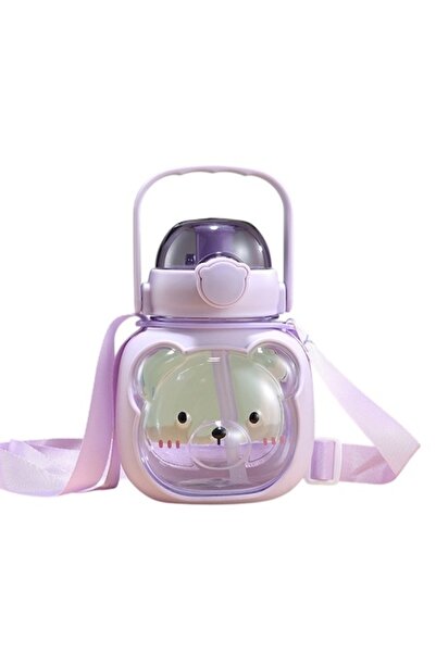 Mixbo Sticlă termică pentru copii Mixbo, pai, curea și mâner, model ursuleț, ...