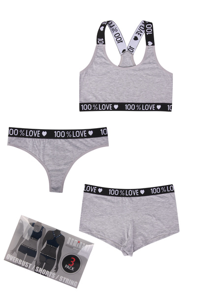 Dominant Women's Bustier-Shorts-Thong Set of 3