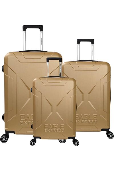EAGLE EXPRESS Set of 3 Pieces Hard ABS Luggage with Wheels by Eagle Express, Sizes 20, 24, 28 cm, Gold Color