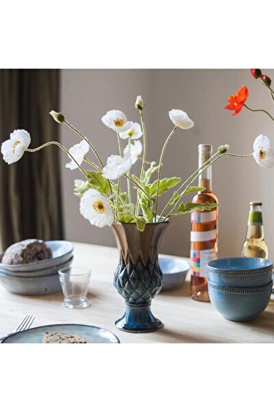 Nettenevime Yapay Çiçek Gelincik Çiçeği Beyaz Renk 3 Çiçek 1 Tomurcuk 59Cm