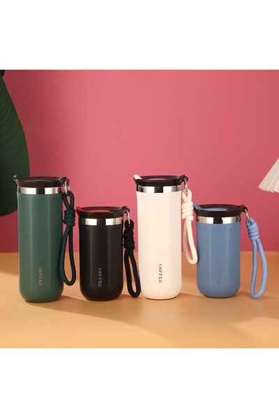 Mixbo Termos de cafea Mixbo, cu mâner, oțel inoxidabil, negru, 350 ml