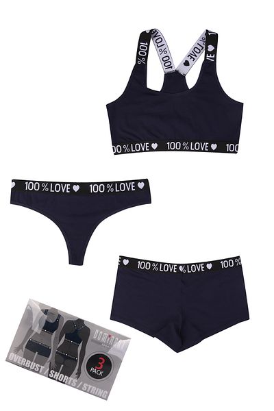 Dominant Women's Bustier-Shorts-Thong Set of 3
