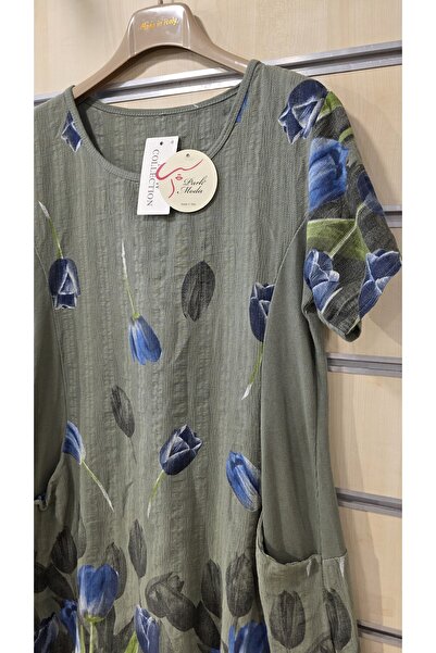 Park Moda Ιταλικό βαμβακερό κοντό φόρεμα με μοτίβο τουλίπας