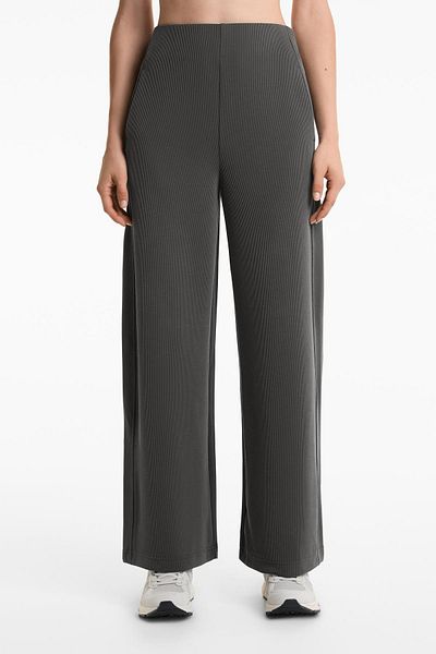 Oysho Wide-leg high-rise rib trousers with 29% modal