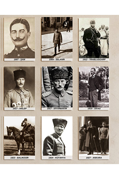 BERSONAY 1899–1938 Atatürk Fotoğraflarıyla Kronolojik Albüm 25 Parçalı MDF Duvar Seti
